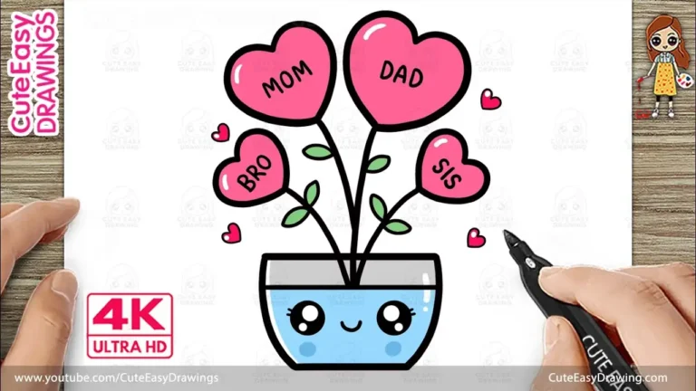 How to Draw Cute Heart Flowers Family Plant