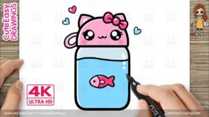 How to Draw a Cute Kitty Water Bottle