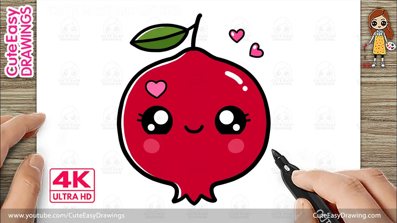 How to Draw a Cute Pomegranate