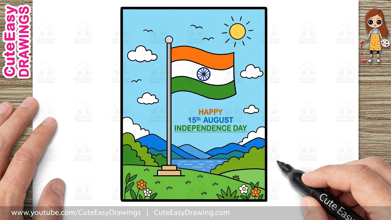 How to Draw a Happy Independence Day 15 August Poster
