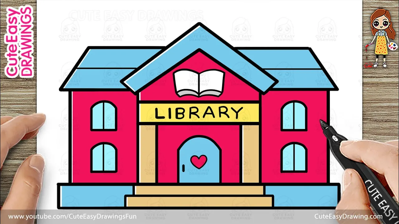 How to Draw a Library Easy