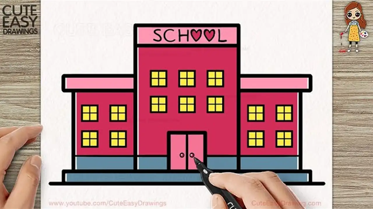 How to Draw a School Easy